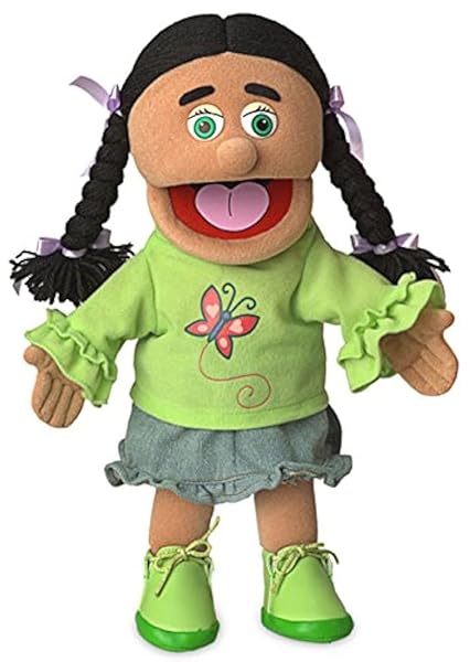 14 Inch Jasmine Hispanic Girl Hand Puppet for Kids Interactive Play and Learning