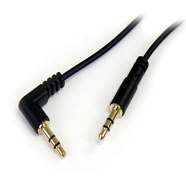StarTech.com StarTech 1ft Right Angle 3.5mm Audio Cable - Slim Male/Male Aux Cable (MU1MMSRA) - Perfect for Tight Spaces - View 3 of 7