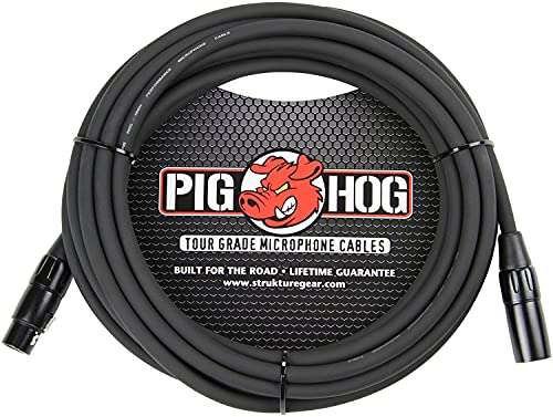 Pig Hog Pig Hog PHM20 20ft High Performance 8mm XLR Microphone Cable - Durable Black Audio Solution