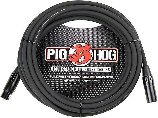 Pig Hog Pig Hog PHM15 15ft High Performance 8mm XLR Microphone Cable - Durable Black Audio Solution