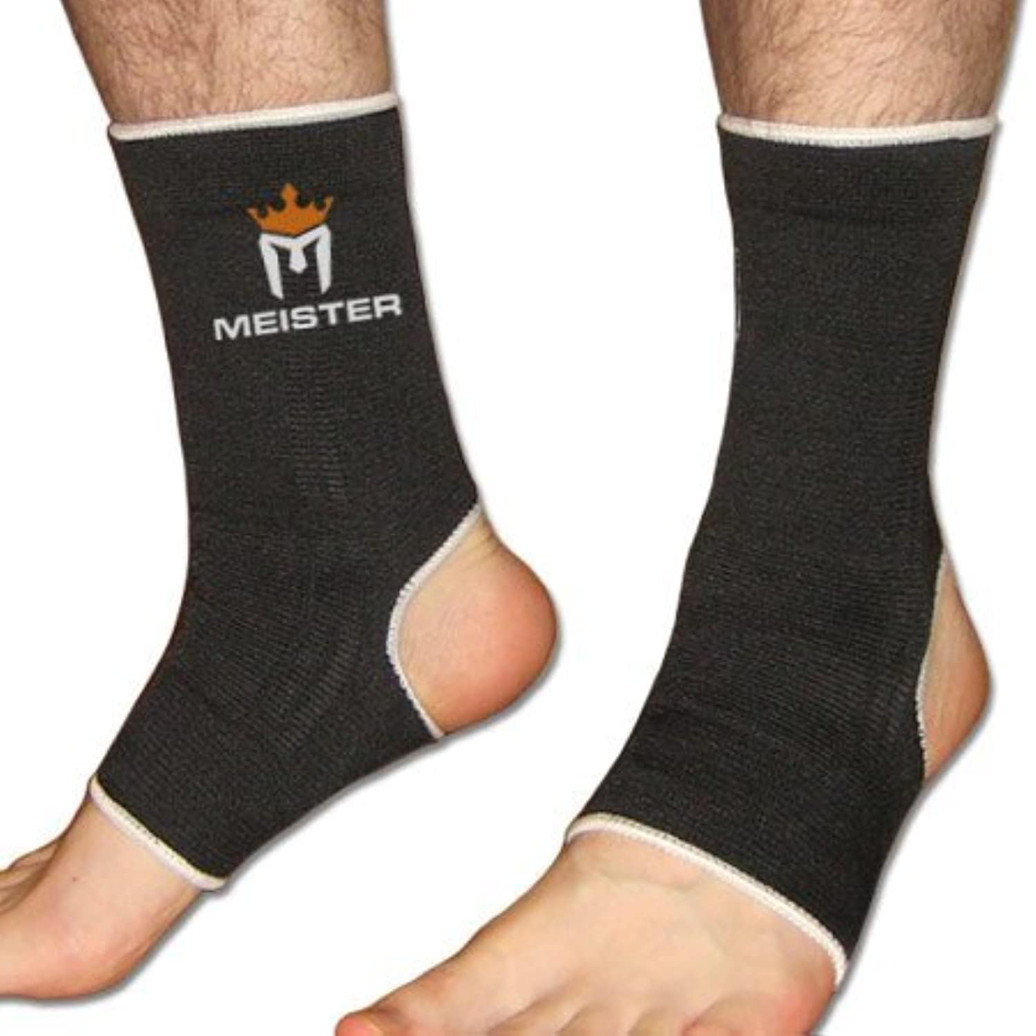 Meister Meister Muay Thai MMA Ankle Support Wraps Pair for Youth in Black