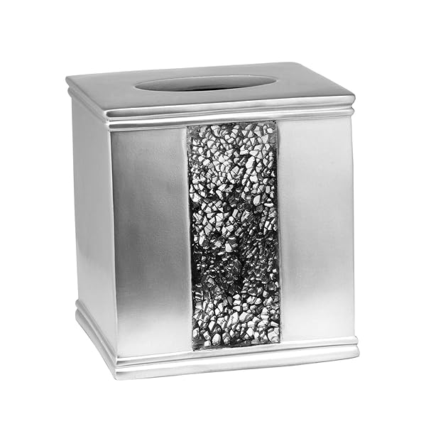 Popular Bath Elegant Bath Silver Sinatra Tissue Box: Stylish Storage for Your Bathroom