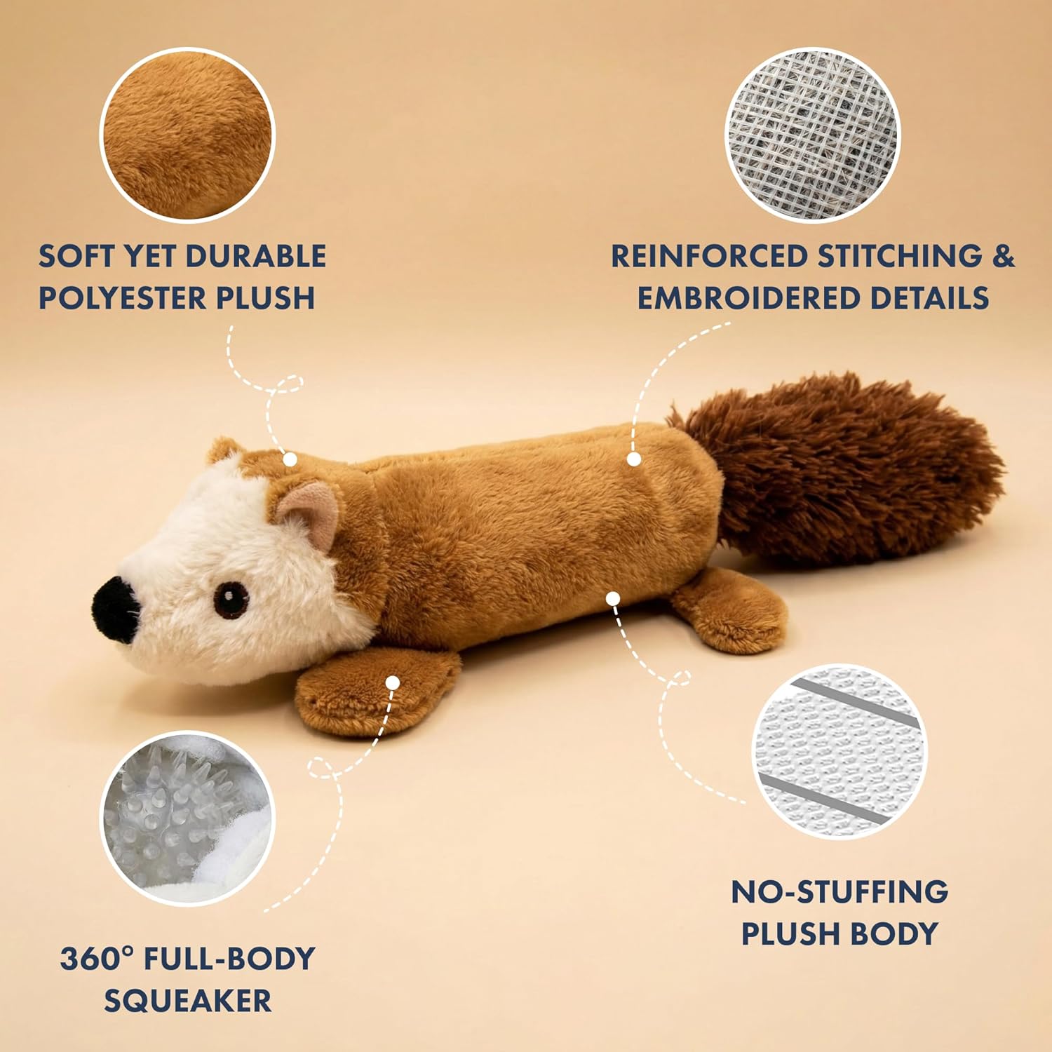 Pet Lou Pet Lou EZ Squeakers Dog Chew Toy 11 Inch Squirrel for Fun Playtime and Chewing Satisfaction - View 2 of 7