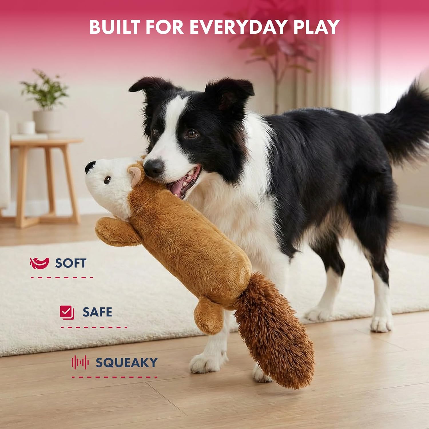 Pet Lou Pet Lou EZ Squeakers Dog Chew Toy 11 Inch Squirrel for Fun Playtime and Chewing Satisfaction - View 4 of 7