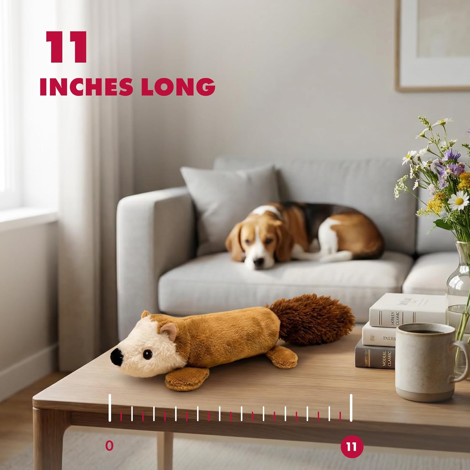 Pet Lou Pet Lou EZ Squeakers Dog Chew Toy 11 Inch Squirrel for Fun Playtime and Chewing Satisfaction - View 6 of 7