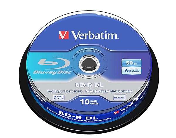 Verbatim 43746 BD-R DL 50GB 6X - 10 Pack Spindle for High-Quality Data Storage