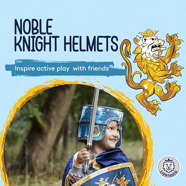 Liontouch Liontouch Noble Knight Helmet Blue Foam Medieval Toy for Kids Dress Up Battle Armor with Golden Lion Theme - View 2 of 6