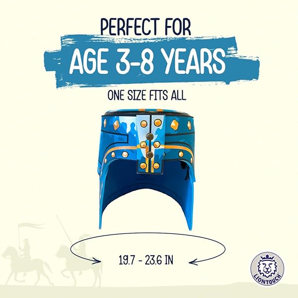 Liontouch Liontouch Noble Knight Helmet Blue Foam Medieval Toy for Kids Dress Up Battle Armor with Golden Lion Theme - View 4 of 6