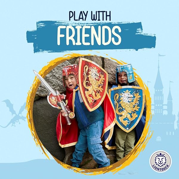 Liontouch Liontouch Noble Knight Helmet Blue Foam Medieval Toy for Kids Dress Up Battle Armor with Golden Lion Theme - View 5 of 6