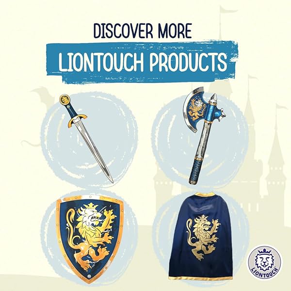Liontouch Liontouch Noble Knight Helmet Blue Foam Medieval Toy for Kids Dress Up Battle Armor with Golden Lion Theme - View 6 of 6