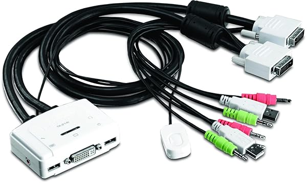 TRENDnet 2-Port DVI USB KVM Switch Kit: Control 2 PCs with Audio, Hot-Plug, Auto-Scan - Compatible with Windows, Linux, Mac