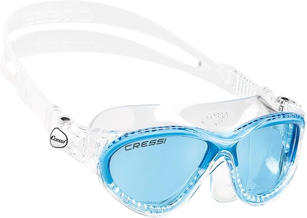 Cressi Buy Cressi Mini Cobra Snorkel Mask - Clear/Blue with Blue Lens for Ultimate Underwater Clarity