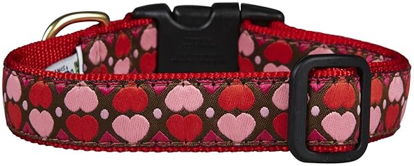 Up Country Up Country Valentine Hearts Pattern Dog Collars and Leashes Medium 12 to 18 Inches 1 Inch Wide