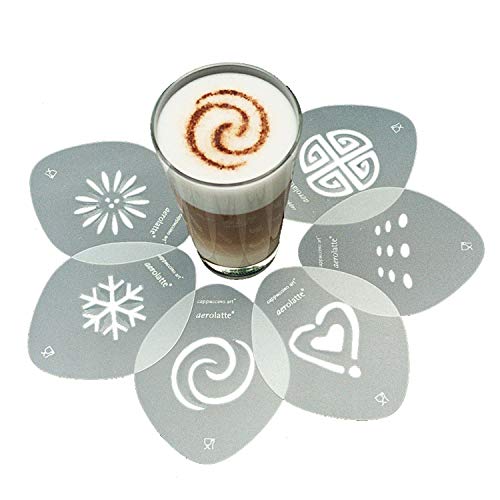 aerolatte Create Stunning Latte Art with Aerolatte Cappuccino Stencil Set - 6 Unique Designs for Coffee Lovers