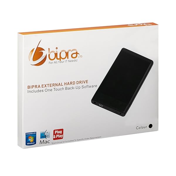 BIPRA Buy BIPRA 250GB Portable Hard Drive - One Touch Backup, FAT32, Black - Fast & Reliable Storage Solution - View 7 of 7