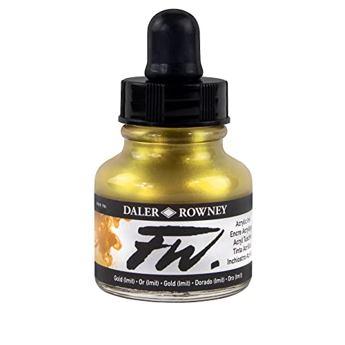 Daler Rowney Buy Daler Rowney FW Gold Imitation Acrylic Ink - Versatile, Permanent Calligraphy & Archival Ink for Artists & Students