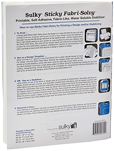 Sulky "Buy Sulky Sticky Fabri-Solvy Stabilizer 12/Pkg - 8.5"x11" for Easy Sewing & Crafting" - View 6 of 7
