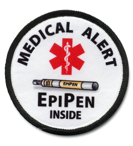 Creative Clam Creative Clam Epipen Inside Medical Alert Sew-on Patch 2.5 Inch Black Rim for Safety and Awareness