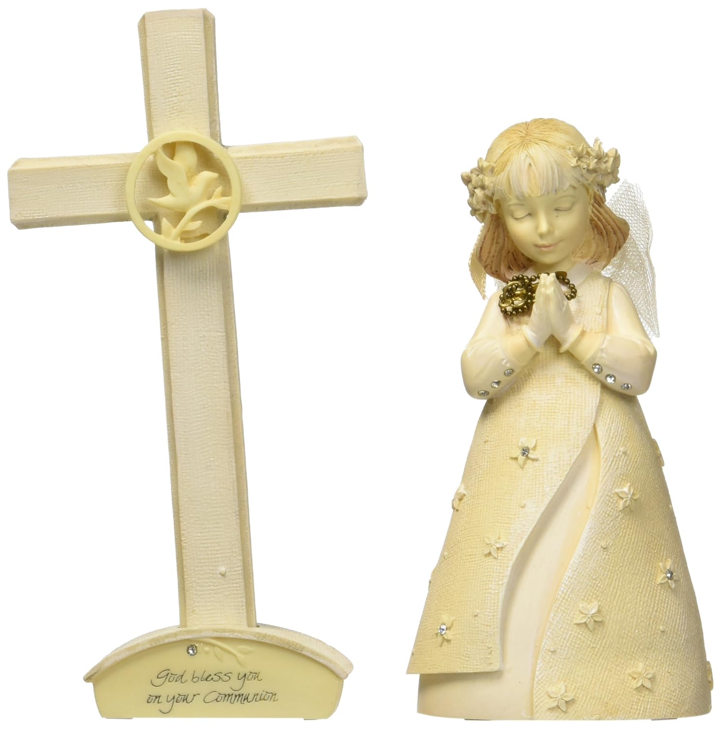 Enesco Foundations Communion Girl Set with Cross Figurine 4.5 Inch Perfect Gift for Religious Celebrations