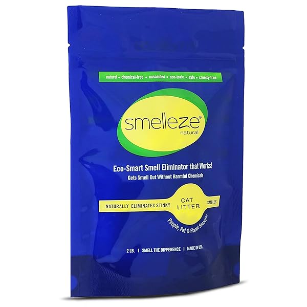 SMELLEZE SMELLEZE Natural Cat Litter Deodorizer 2 lb Eliminates Urine Poop Odor Reduces Litter Changes Safe for Cats Unscented