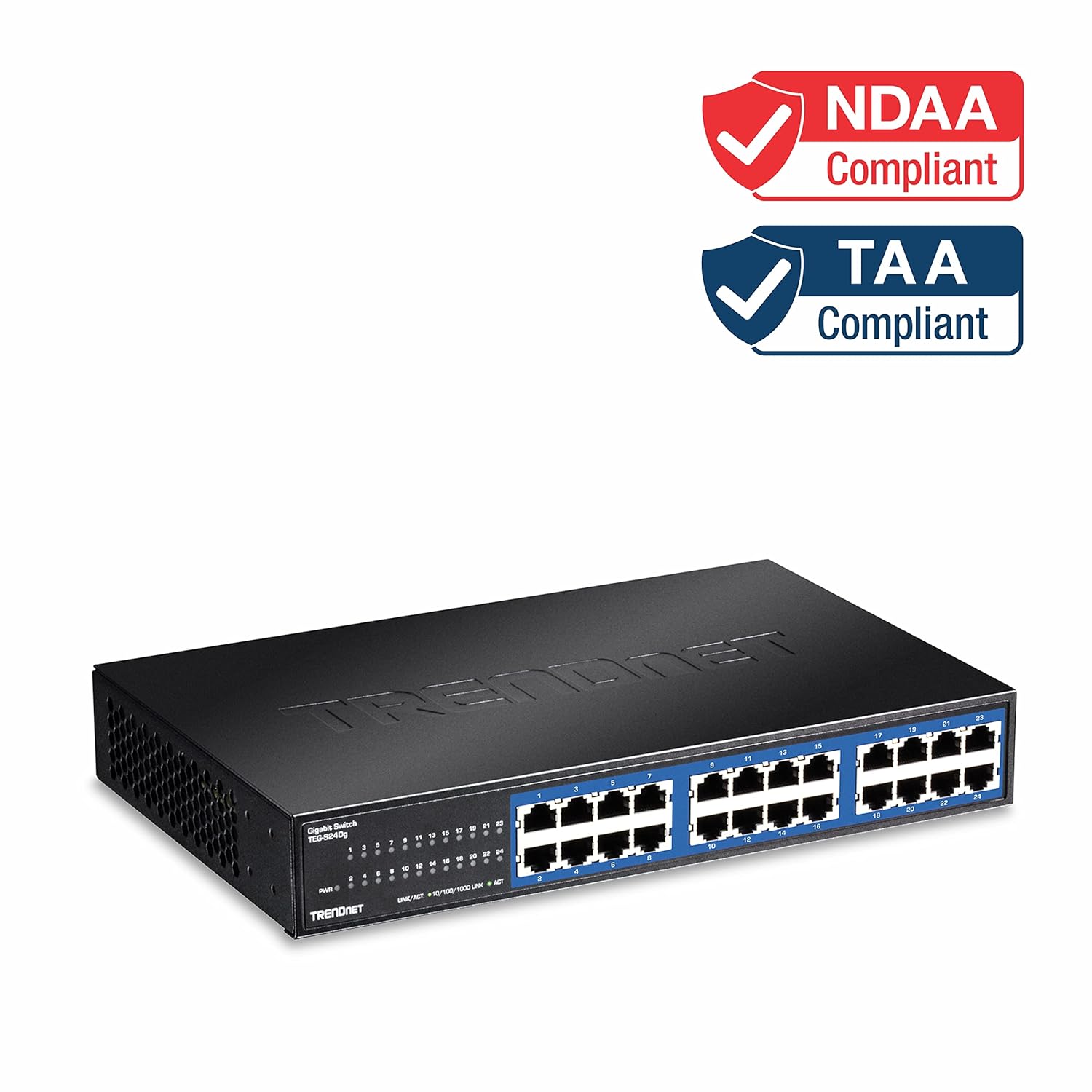 TRENDnet TRENDnet 24 Port Unmanaged Gigabit Switch with 48 Gbps Switching Fabric Fanless Rack Mountable TEG-S24G - View 2 of 5