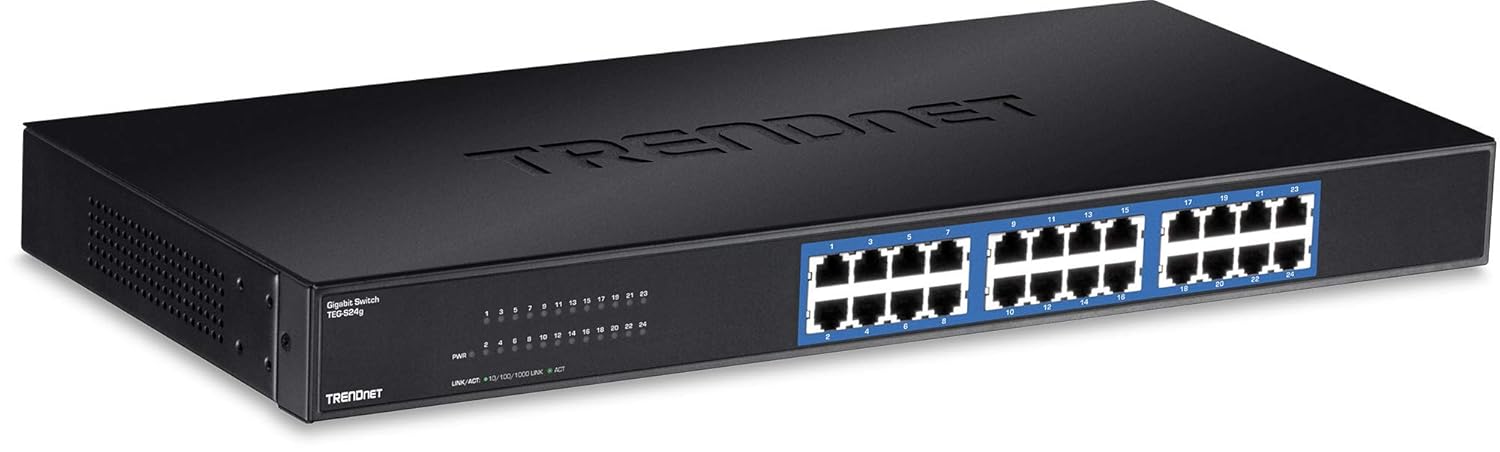 TRENDnet 24 Port Unmanaged Gigabit Switch with 48 Gbps Switching Fabric Fanless Rack Mountable TEG-S24G