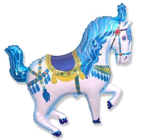 Flexmetal Flexmetal Blue Carnival Horse Shaped 26 Inch Foil Balloon for Parties and Celebrations