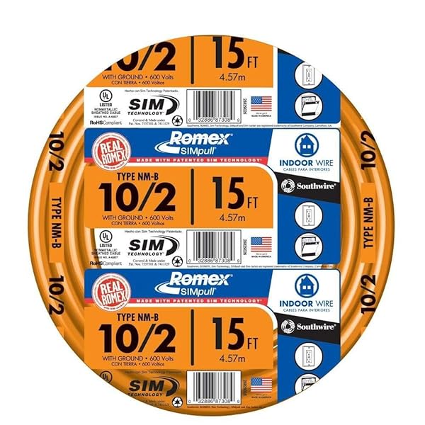 Southwire Buy Southwire 28829026 10/2 AWG Romex Simpull 15' NM-B Cable with Ground - Fast Shipping!
