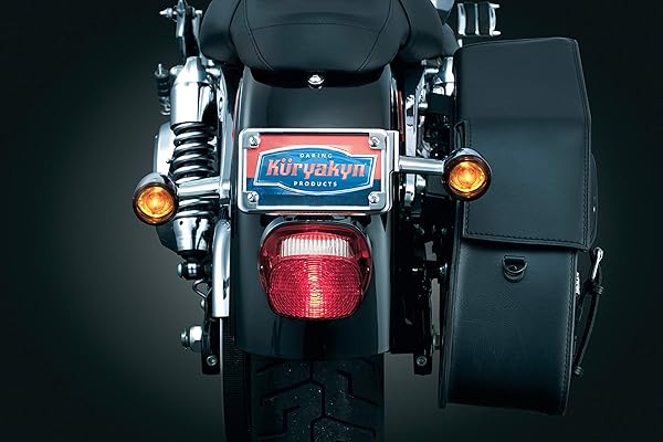 Kuryakyn Upgrade Your Ride: Kuryakyn 3155 Chrome & Black Rear Fender License Plate Turn Signal Relocator Kit - View 3 of 6