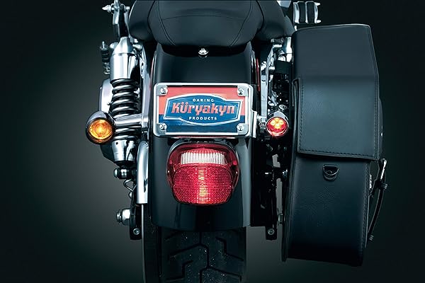 Kuryakyn Upgrade Your Ride: Kuryakyn 3155 Chrome & Black Rear Fender License Plate Turn Signal Relocator Kit - View 4 of 6