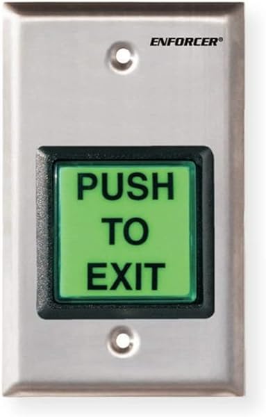 Seco-Larm SD-7202GC-PEQ: LED Illuminated RTE Wall Plate with Large Green Push Button for Easy Exit
