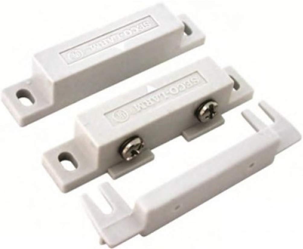 SECO-LARM SM-200QW White Surface-Mount Magnetic Contacts with Screw-Terminal and Side Tabs for Easy Installation