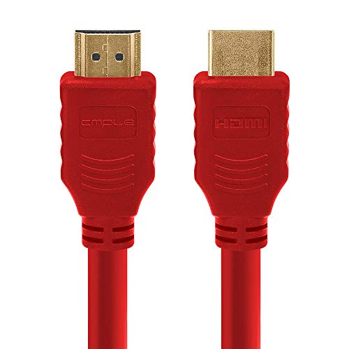 Cmple Cmple 3FT HDMI Cable - High Speed 4K UHD 60Hz, 18Gbps, 3D Audio Return - Red HDMI Cord for HDTV - View 2 of 7