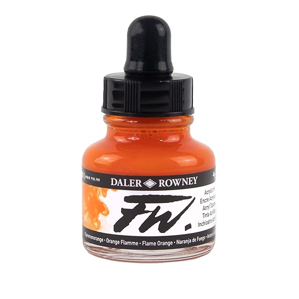 Daler Rowney Buy Daler-Rowney FW Flame Orange Acrylic Ink - Versatile, Permanent Calligraphy & Archival Ink for Artists & Students