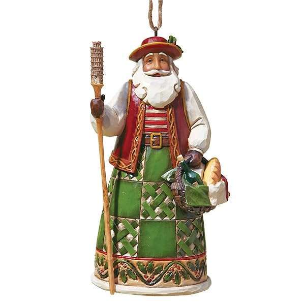 "Enesco Jim Shore Italian Santa Hanging Ornament - 4.75" Multi-Color Stone Resin Decor"