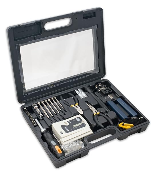 Syba 50-Piece Network Tool Repair Kit: Ethernet Tester, Coax Crimper & RJ-45/11/12 Accessories for Easy Computer Maintenance