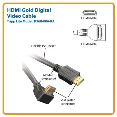 TRIPP LITE Tripp Lite 6-ft High Speed HDMI Cable with Right Angle Connector - Ultra HD 4K x 2K Digital Video & Audio (P568-006-RA) - View 4 of 4