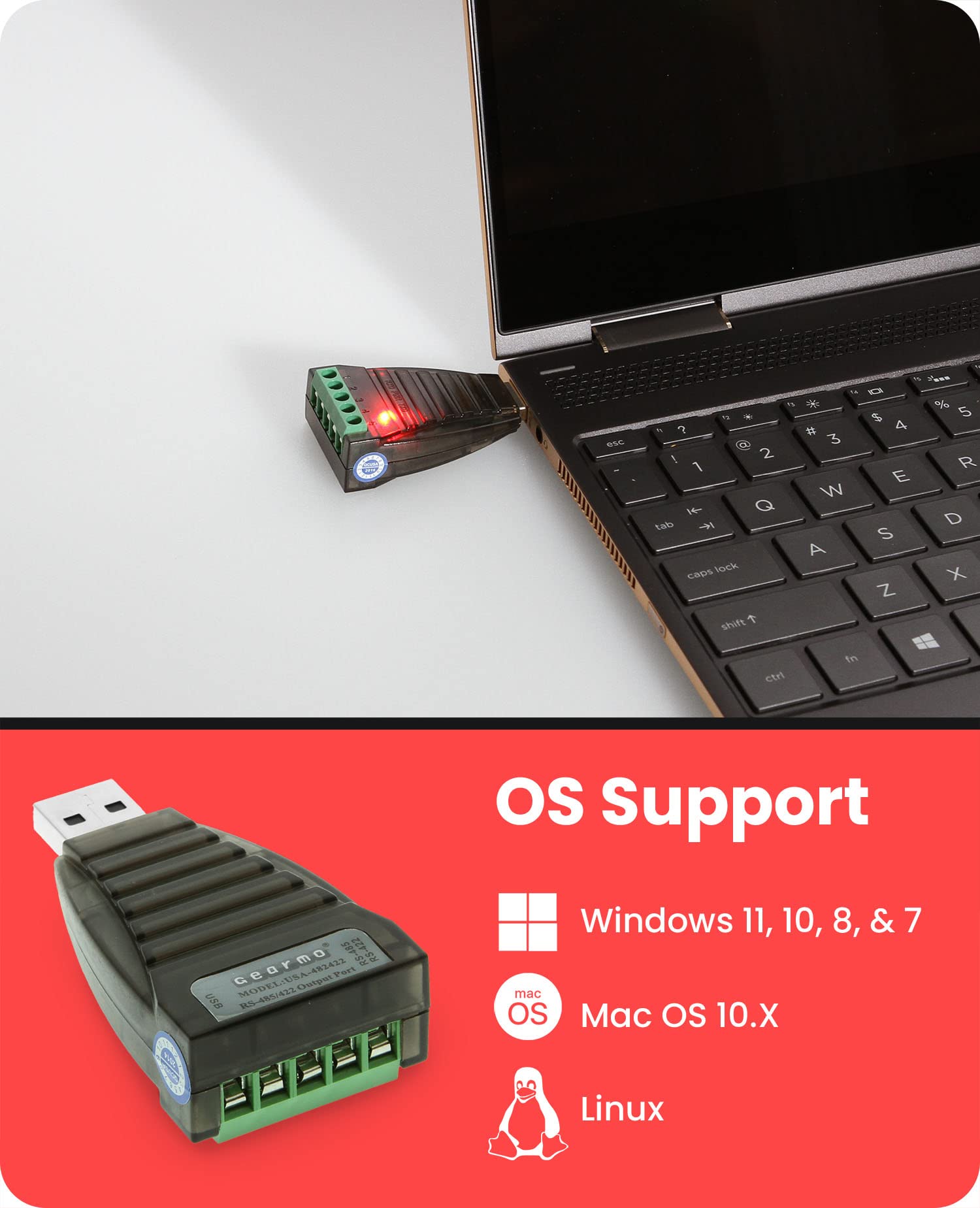 GearMo Mini USB to RS485 RS422 Converter FTDI Chip with Screw Terminals for Reliable Serial Communication - View 2 of 6