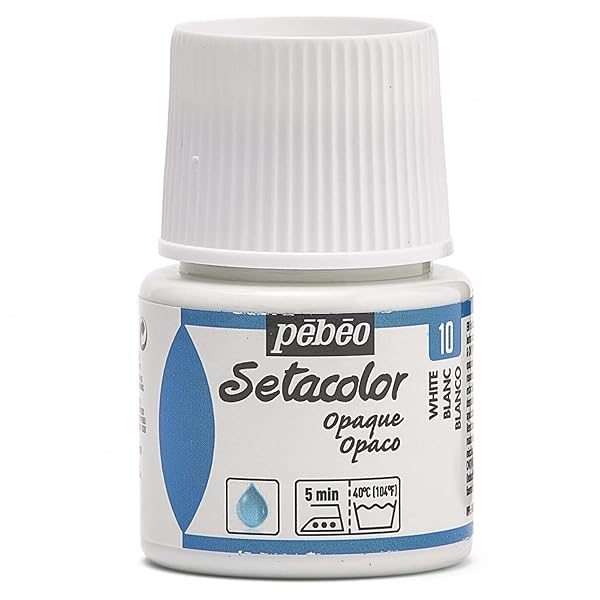 PEBEO Pebeo Setacolor Opaque Fabric Paint - Titanium White 45ml | High-Quality Crafting & DIY Projects - View 2 of 5