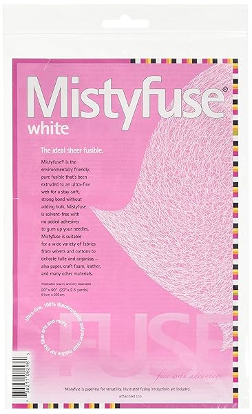 Attached Mistyfuse Sheer Fusible Interfacing 20 inch x 90 inch White for Easy Sewing and Crafting