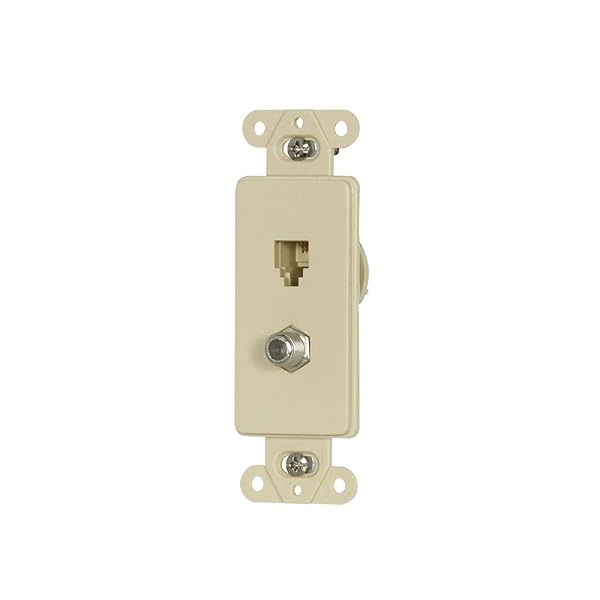 Eaton Eaton 3562V Decorator Insert Telephone Jack with Coaxial Adapter - 4-Conductor, Ivory - View 3 of 3