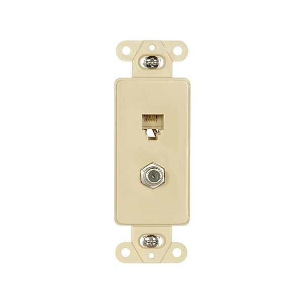 Eaton Eaton 3562V Decorator Insert Telephone Jack with Coaxial Adapter - 4-Conductor, Ivory - View 2 of 3