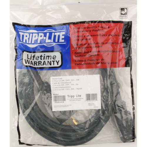 TRIPP LITE Tripp Lite 6-ft Heavy-Duty Power Cord 20A 12AWG for PDU & UPS (IEC-320-C19 to NEMA L6-20P) - Reliable Black Cable - View 5 of 5