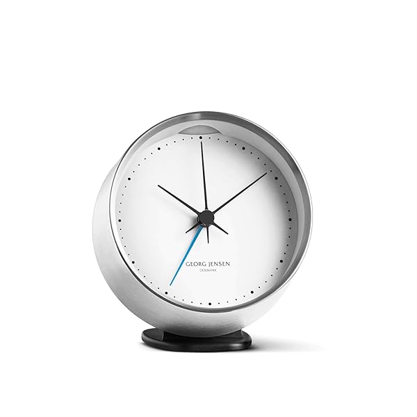 Georg Jensen Georg Jensen Henning Koppel Non Ticking Desk Clock with Alarm 3.94 Inch for Timeless Elegance and Quiet Functionality