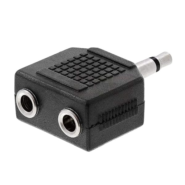 Cmple Cmple 3.5mm Mono Male to 2X Female Coupler Adapter - Audio Jack for Headphones, Black - View 3 of 4
