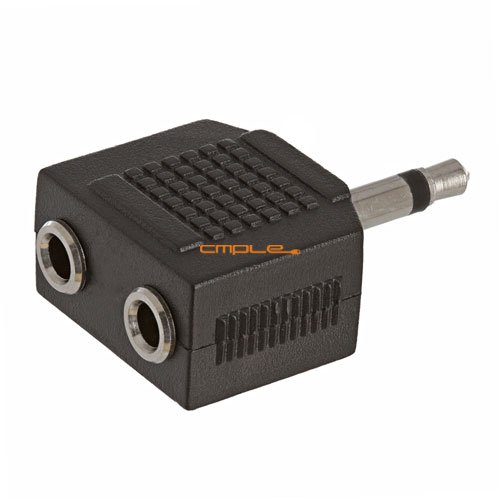 Cmple Cmple 3.5mm Mono Male to 2X Female Coupler Adapter - Audio Jack for Headphones, Black - View 4 of 4