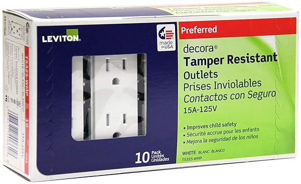 Leviton Leviton T5325 15 Amp Decora Tamper-Resistant Wall Outlet - 10 Pack, White | Durable & Safe Electrical Solutions