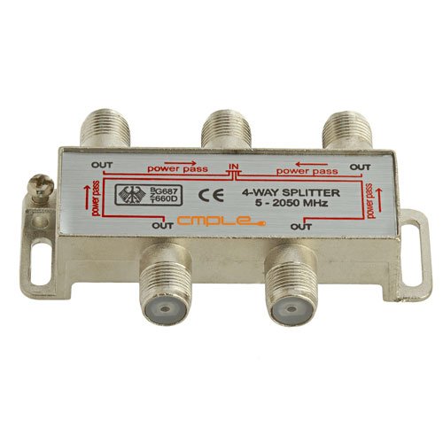 Cmple Cmple 4-Way Coaxial Cable Splitter 2050MHz - High-Performance RG6 TV Splitter for Optimal Signal Distribution - View 3 of 3