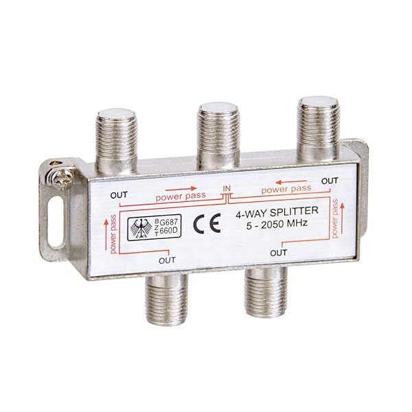 Cmple Cmple 4-Way Coaxial Cable Splitter 2050MHz - High-Performance RG6 TV Splitter for Optimal Signal Distribution - View 2 of 3