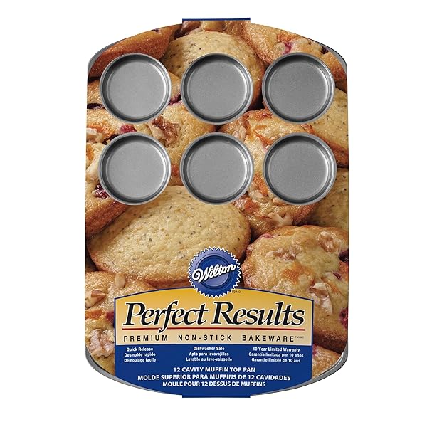 Wilton Wilton Perfect Results 12-Cavity Muffin Top Pan: Non-Stick, Scratch Resistant & PFAS-Free Bakeware Essential